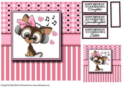 8x8 Cutie 1 Card Front / Topper with sentiments & Gift Tag 