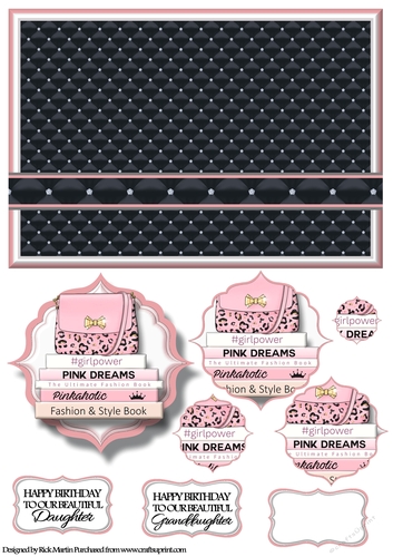 A5 Pinkaholic 1C Pyramid Stacker Card Front - No ribbon 