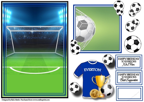 A5 Everton - Card Front with Toppers, sentiments and decoupage  