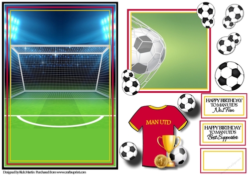 A5 Man Utd - Card Front with Toppers, sentiments and decoupage  