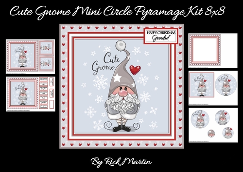 8x8 Cute Gnome Mini Circle Pyramage Kit - x5 A4 sheets 