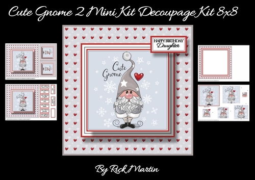 8x8 Cute Gnome 3 Square Pyramage Mini Kit - x4 A4 sheets 