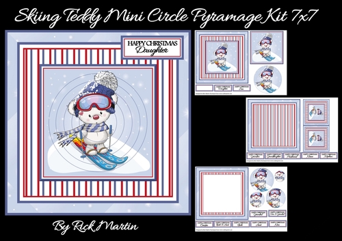 7x7 Skiing Teddy Circle Pyramage Mini Kit - x3 A4 sheets  