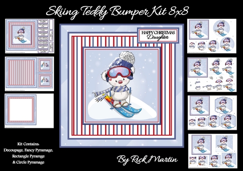 8x8 Skiing Teddy Bumper Kit - x7 A4 sheets