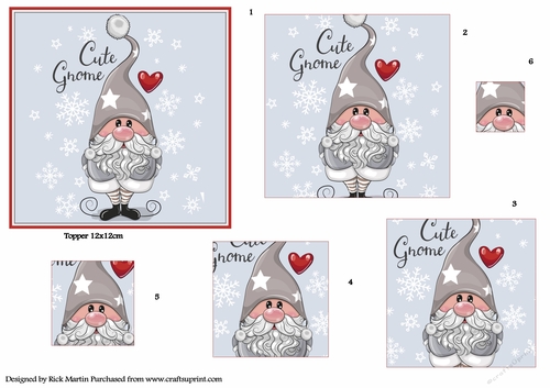 12x12cm Cute Gnome Design Sheet 4