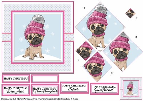 6x6 Christmas Pug Circle Pyramage Design Sheet 2