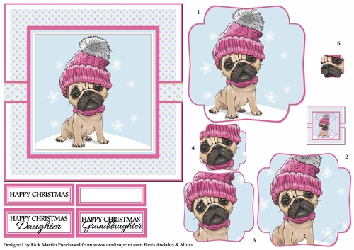 6x6 Christmas Pug Circle Pyramage Design Sheet 3