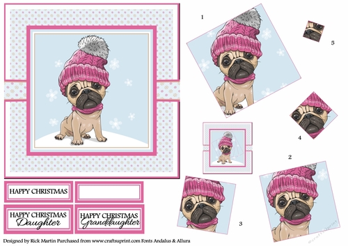 6x6 Christmas Pug Circle Pyramage Design Sheet 4