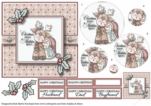 6x6 Christmas Reindeer & Snowman Pyramage Design Sheet 4