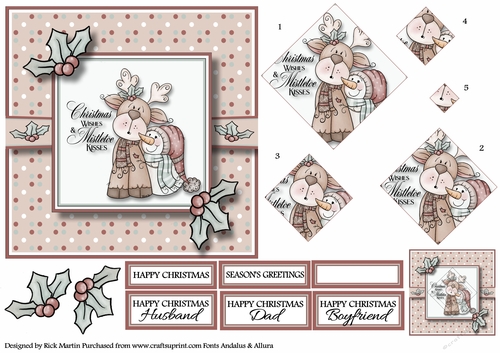 6x6 Christmas Reindeer & Snowman Pyramage Design Sheet 2