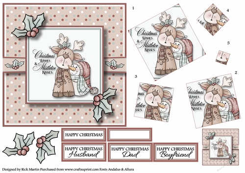 6x6 Christmas Reindeer & Snowman Pyramage Design Sheet 3