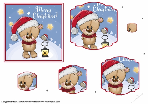 6x6 Christmas Ted Pyramage Design Sheet 1