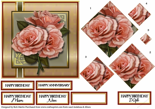 6x6 Anniversary Roses Pyramage Design Sheet 1