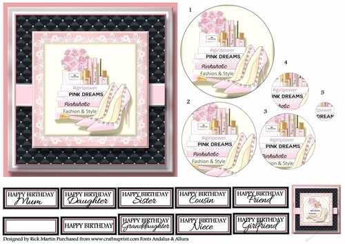 6x6 Pinkaholic 1 Card Front- Design Sheet 1  