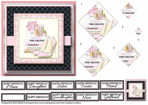 6x6 Pinkaholic 1 Card Front- Design Sheet 2  