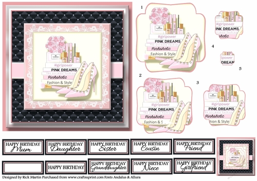 6x6 Pinkaholic 1 Card Front- Design Sheet 3 