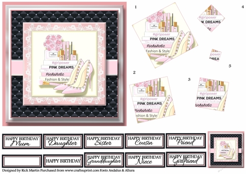 6x6 Pinkaholic 1 Card Front- Design Sheet 5