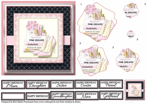 6x6 Pinkaholic 1 Card Front- Design Sheet 6