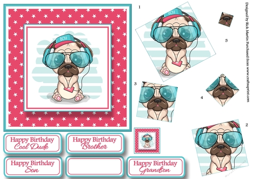 6x6 Cool Dude Dog Card Front Design Sheet 3