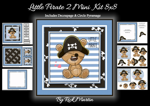 8x8 Little Pirate 2 Mini Kit includes Decoupage & Circle Pyramage Sheet - x6 A4 sheets 