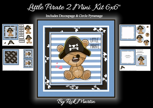 6x6 Little Pirate 2 Mini Kit includes Decoupage & Circle Pyramage Sheet - x4 A4 sheets 