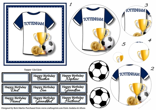 12x12cm Tottenham Topper with Pyramage & Sentiments 