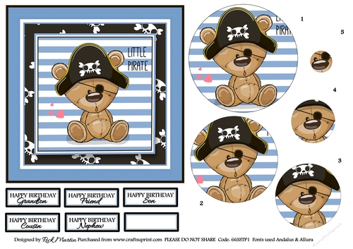 6x6 My Little Pirate - Circle Pyramage with sentiments