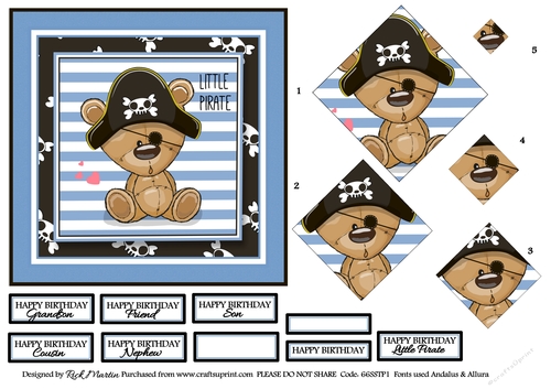 6x6 My Little Pirate - Diamond Pyramage with sentiments