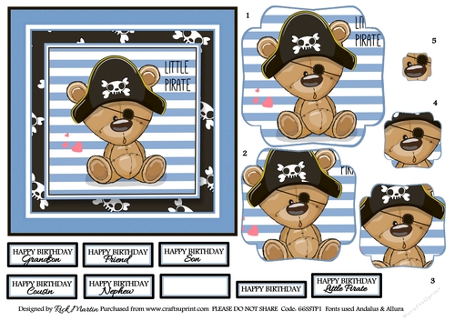 6x6 My Little Pirate - Fancy Pyramage with sentiments