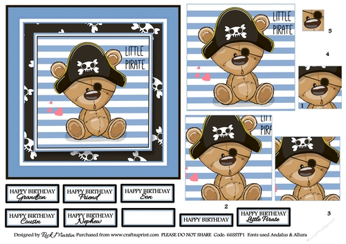 6x6 My Little Pirate - Square Pyramage with sentiments