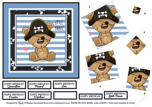 6x6 My Little Pirate - Twisted Square Pyramage with sentiments