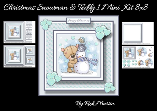 8x8 Christmas Snowman & Teddy 1 Mini Kit - x4 A4 sheets 