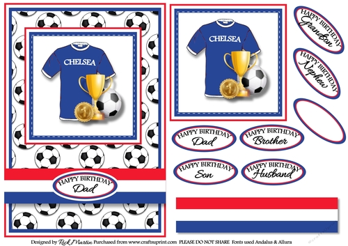 A5 Chelsea Card Front with Sentiments 