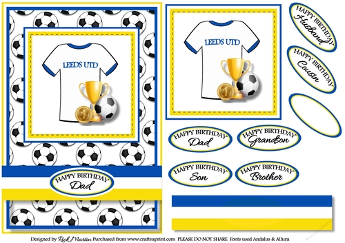 A5 Leeds Card Front with Sentiments 