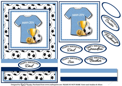 A5 Man City Card Front with Sentiments 