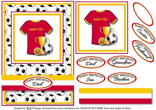 A5 Man Utd Card Front with Sentiments 