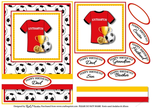 A5 Southampton Card Front with Sentiments 