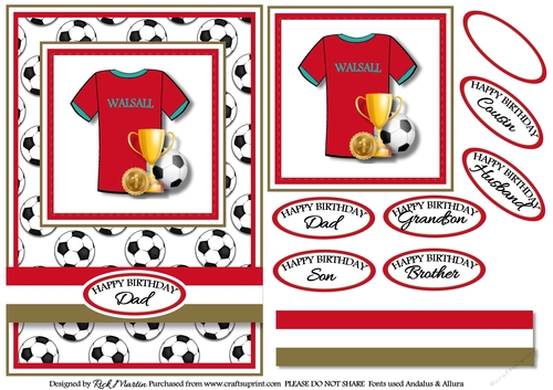 A5 Walsall Card Front with Sentiments 