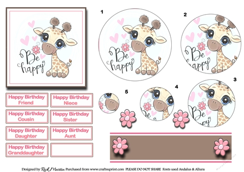 A5 Be Happy Giraffe Circle Pyramage 