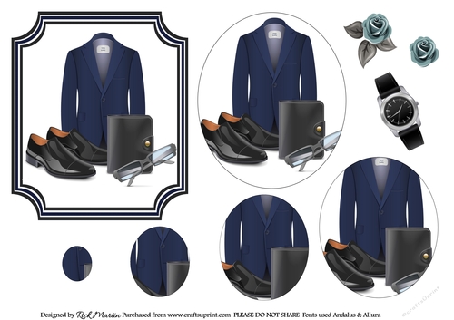 7x7 Male Accessories 1 Oval Pyramage & Decoupage Elements 