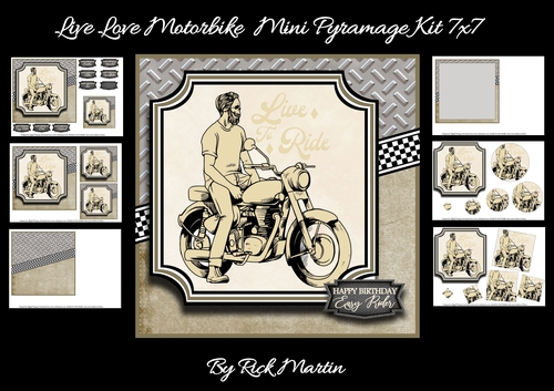 7x7 Live Love Motobike Mini Kit - x6 A4 Sheets  