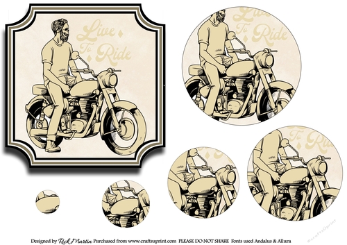 7x7 Live Love Motorbike Circle Pyramage