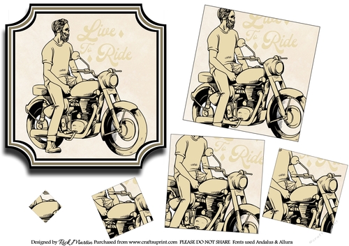 7x7 Live Love Motorbike Twisted Square Pyramage