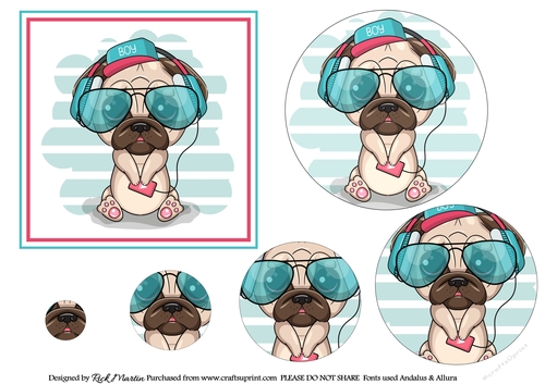 8x8 Cool Dude Dog Circle Pyramage 