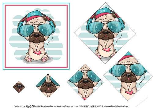 8x8 Cool Dude Dog Diamond Pyramage 