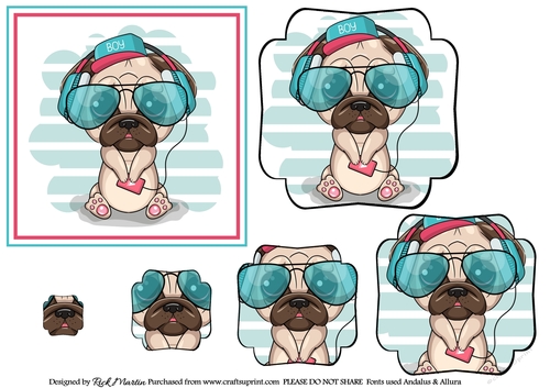8x8 Cool Dude Dog Fancy Frame Pyramage 