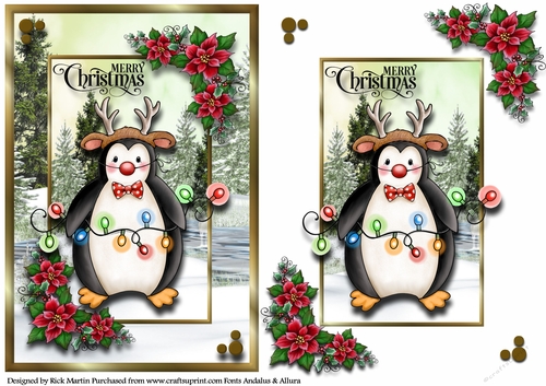 A5 Snowy Scene Penguin 8 - Card Front & Topper 