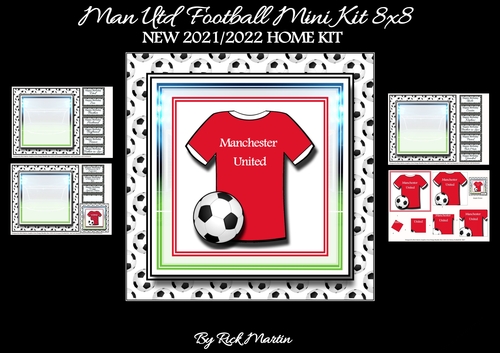 8x8 NEW HOME KIT Manchester Utd Football Mini Pyramage Kit - x4 A4 sheets 