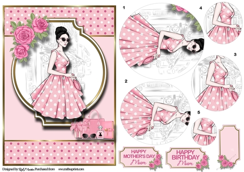 A5 Pink Lady Card Front with Circle Pyramage 