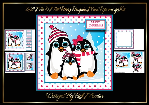 Mr & Mrs Percy Penguin 8x8 Mini Pyramage Kit – x4 A4 sheets